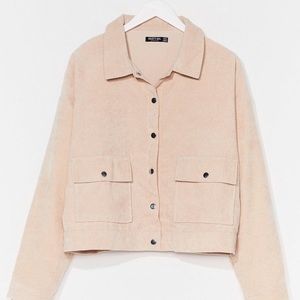 Nasty Gal Plus Size Beige Button Down Corduroy Jacket